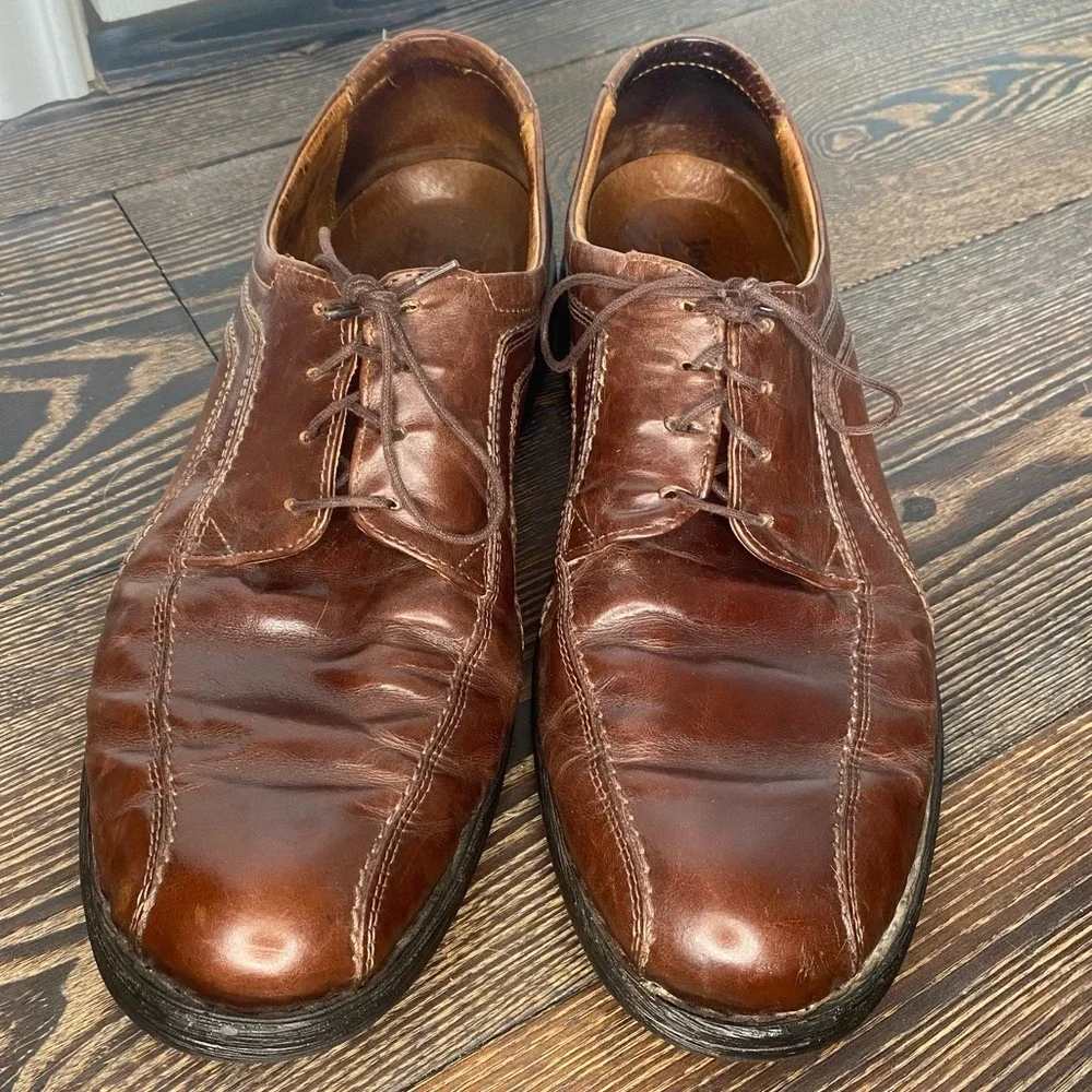 JOSEF SEIBEL LEATHER MENS SZ 47/13 DRESS SHOE OFFICE CHURCH CLASSIC RUBBER SOLE‎